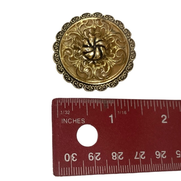 Vintage Filigree Scarf Pin Clip West Germany Scarf Holder Gold Tone 1V 1970’s - Picture 5 of 8